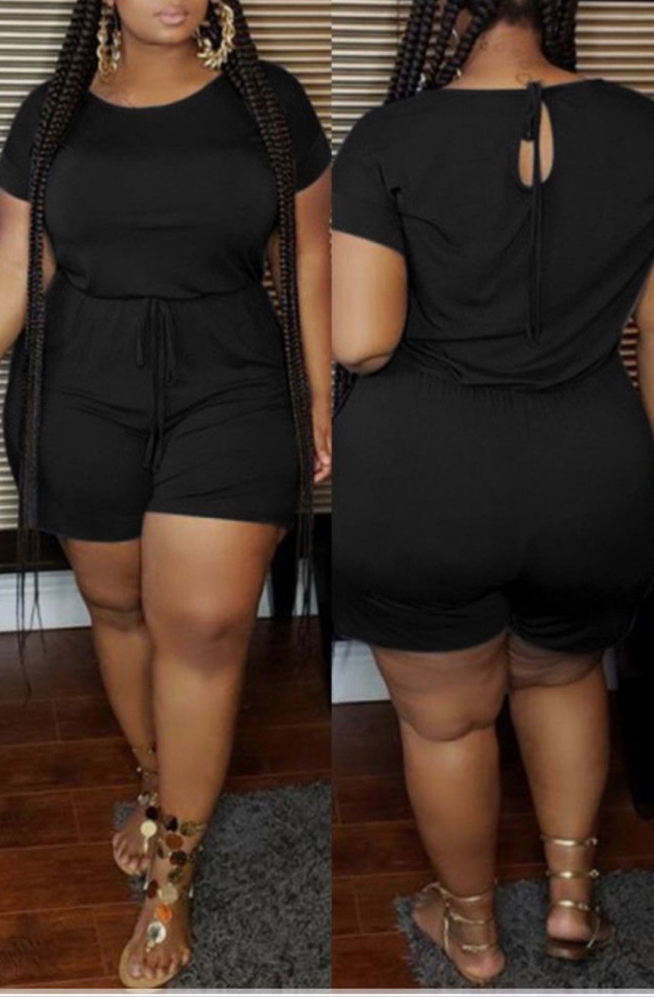 Black Romper with Pockets