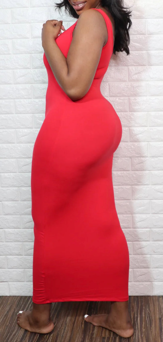 Ruby Red Scoop Neck Maxi Dress