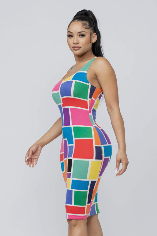 Color Block  Midi Dress