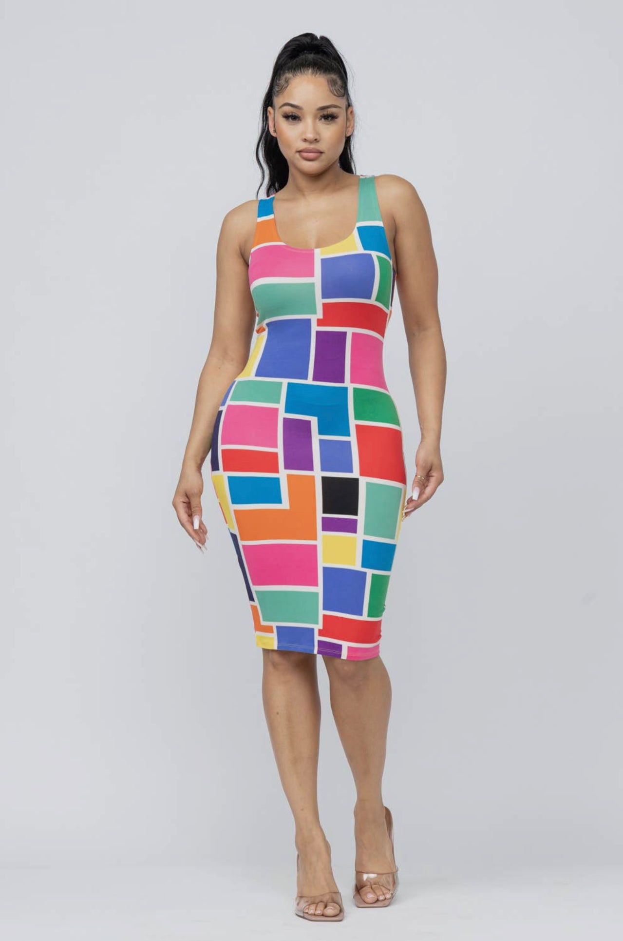 Color Block  Midi Dress