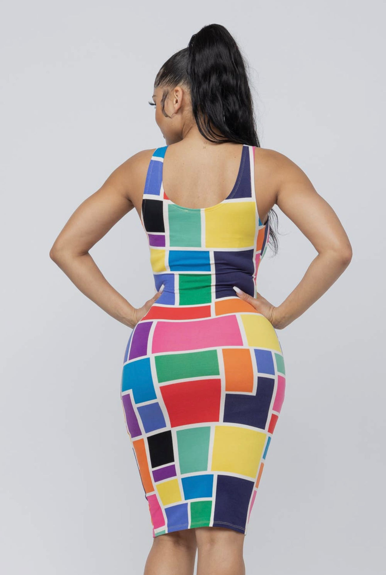 Color Block  Midi Dress