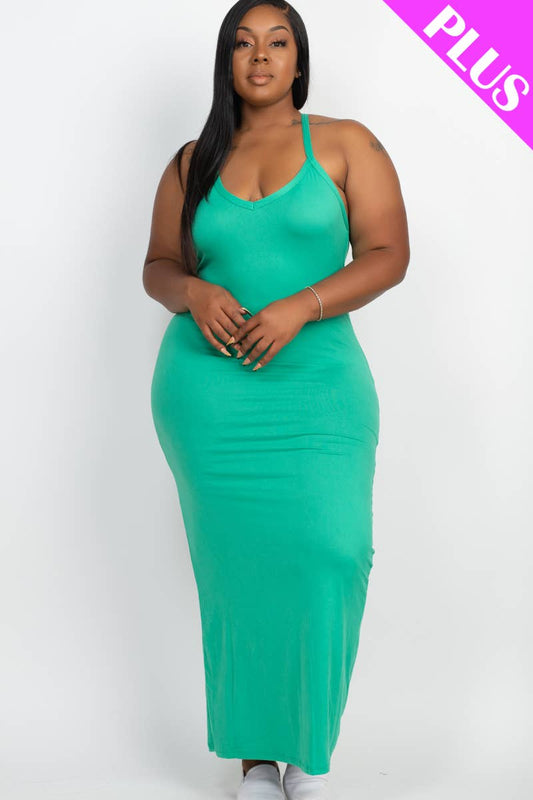 Plus Size V-Neck Racer Back Maxi Dress