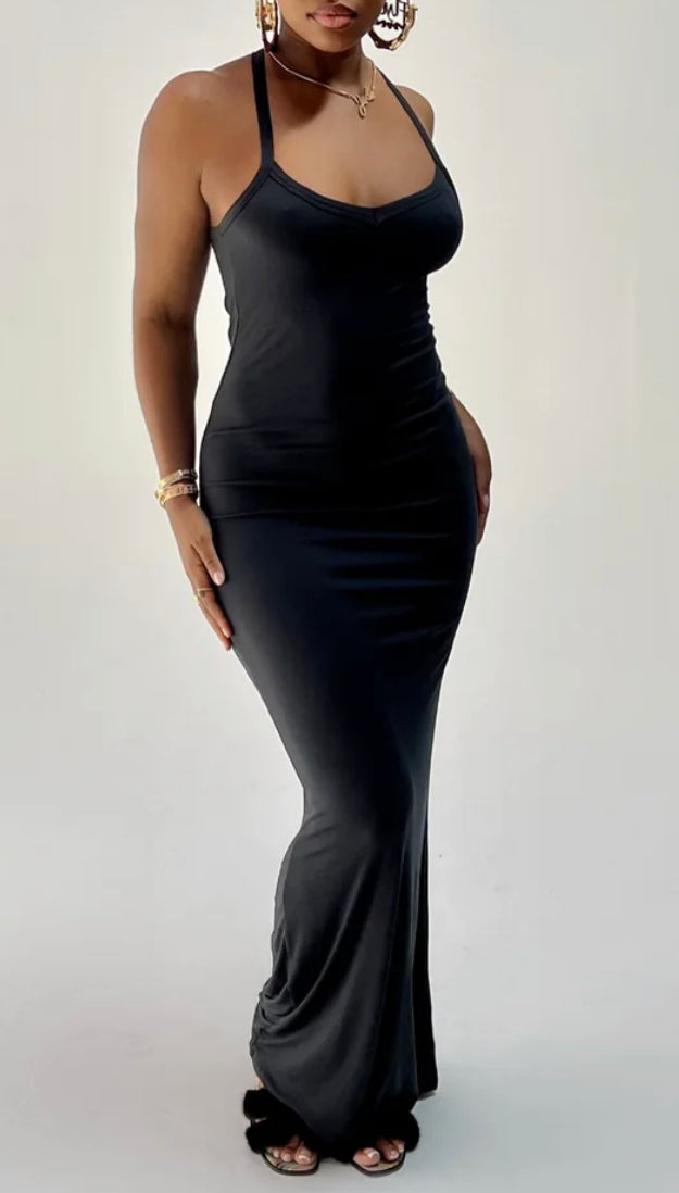 Black Racer Back Maxi Dress