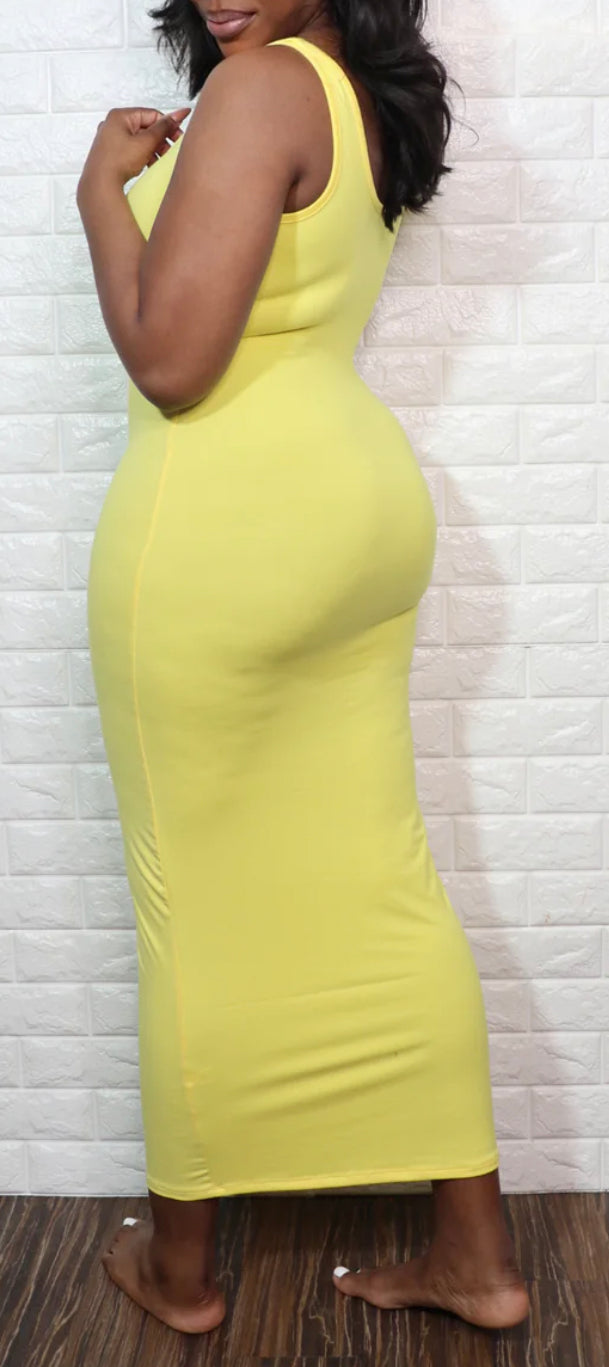 Yellow  Scoop Neck Maxi Dress