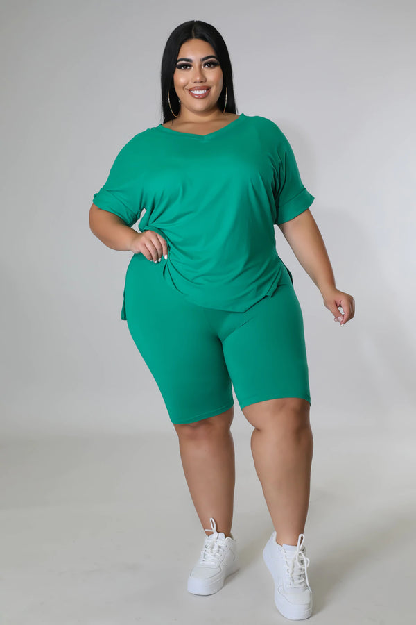 Plus Kelly Green Short Set